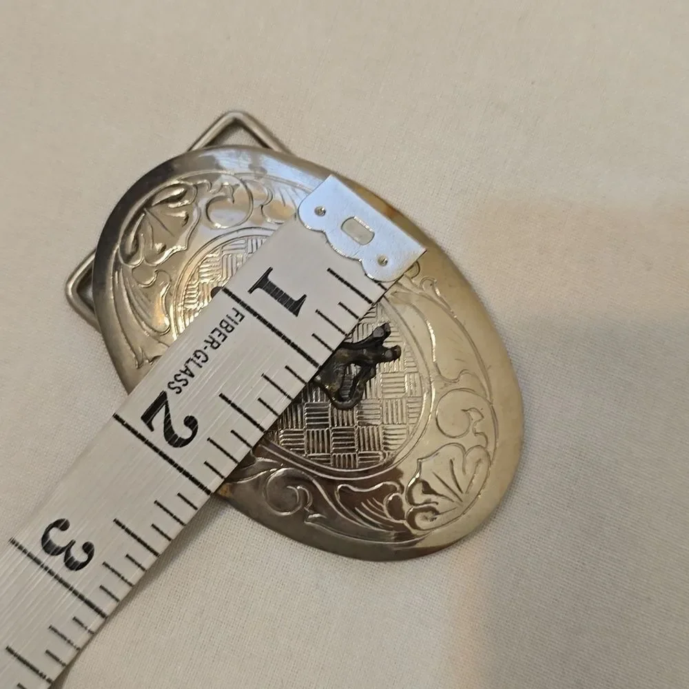 VINTAGE | large silver bull rider‎ cowboy buckle.
